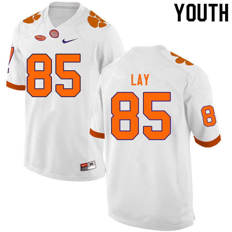 Youth #85 Jaelyn Lay Clemson Tigers College Football Jerseys Sale-White - Click Image to Close